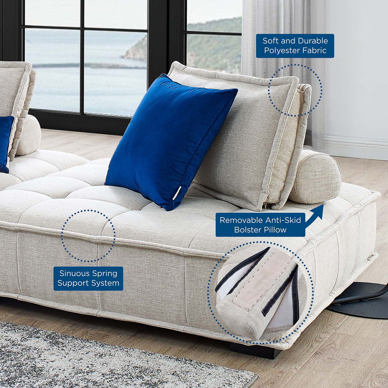 Introvert Fabric Modular Sofa Sectional, Beige