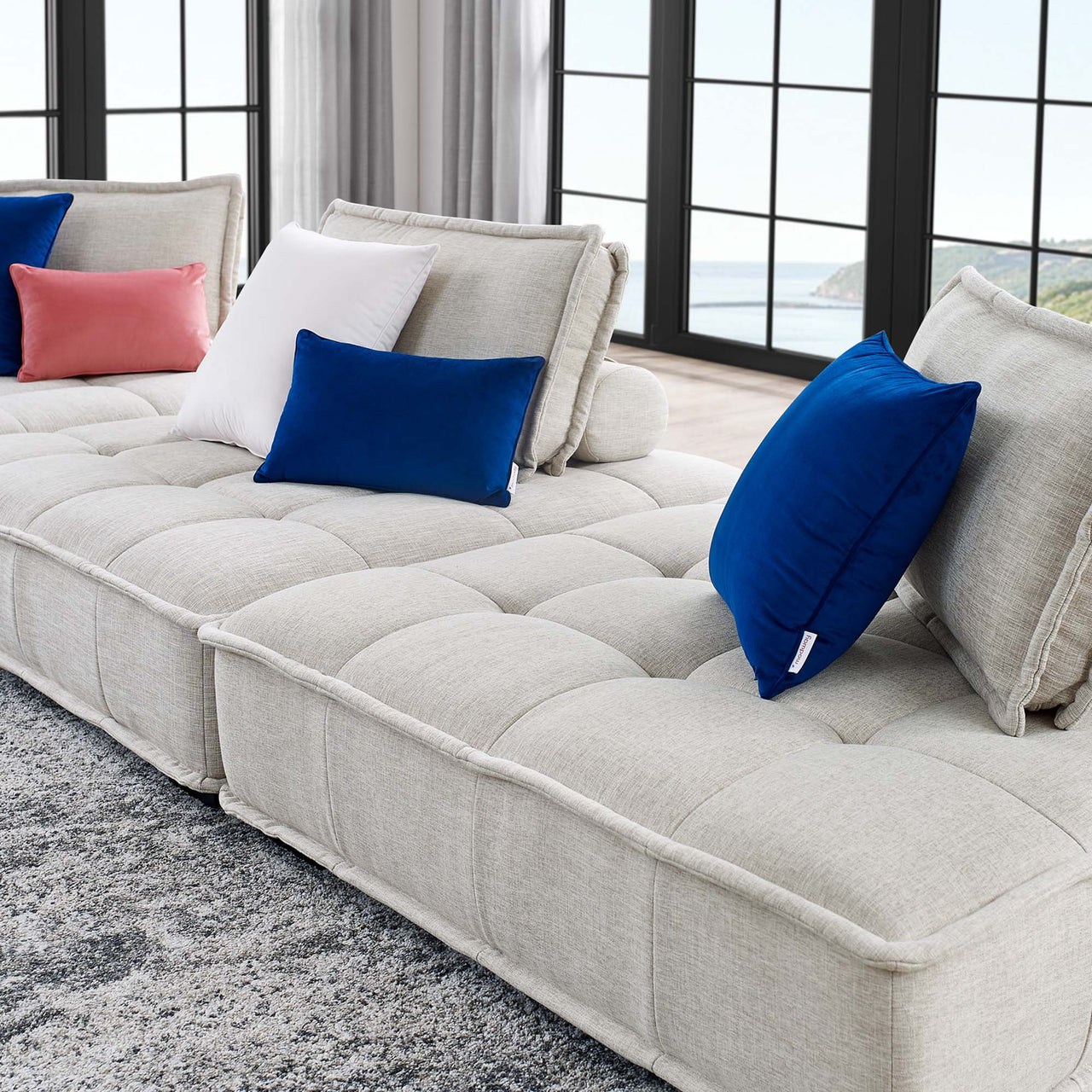 Introvert Fabric Modular Sofa Sectional, Beige
