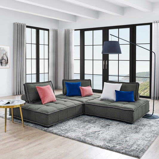 Introvert Fabric Modular Sofa Sectional, Gray