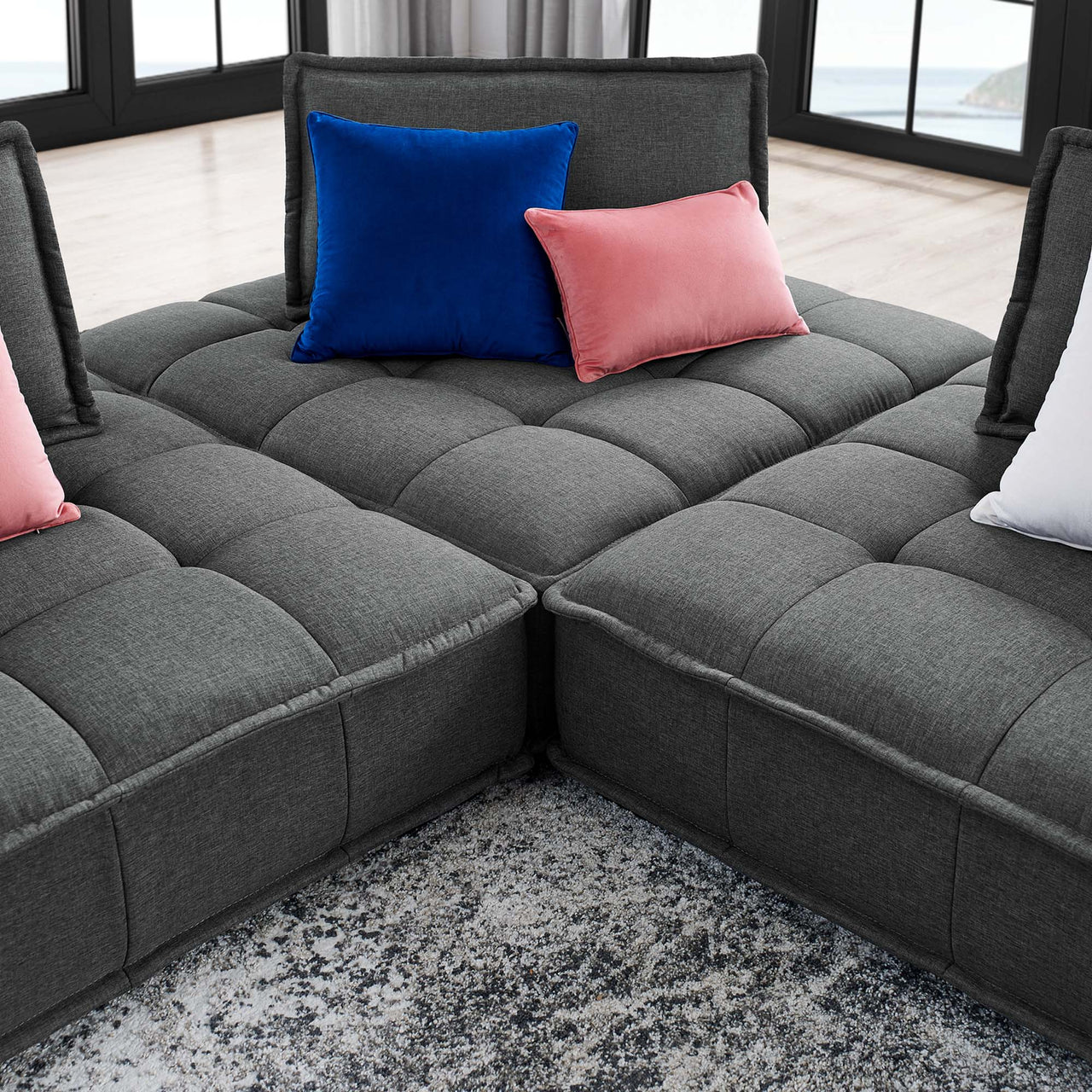 Introvert Fabric Modular Sofa Sectional, Gray