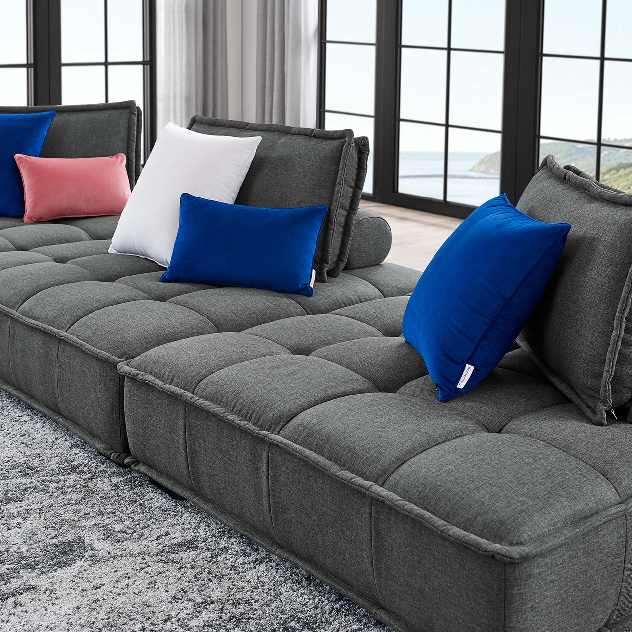 Introvert Fabric Modular Sofa Sectional, Gray