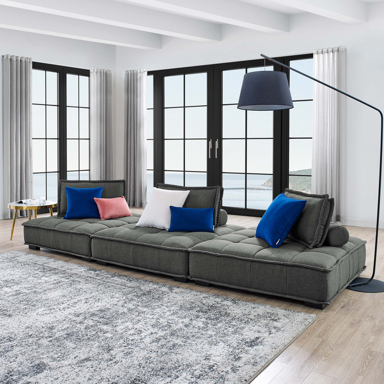 Introvert Fabric Modular Sofa Sectional, Gray