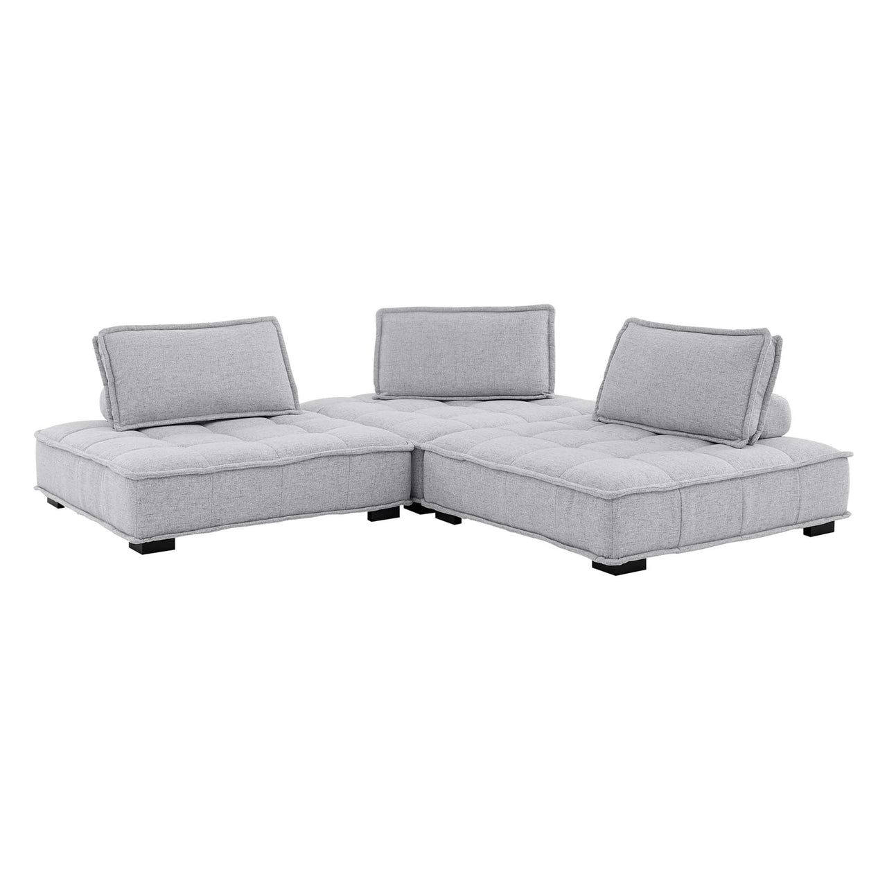 Introvert Fabric Modular Sofa Sectional, Light Gray