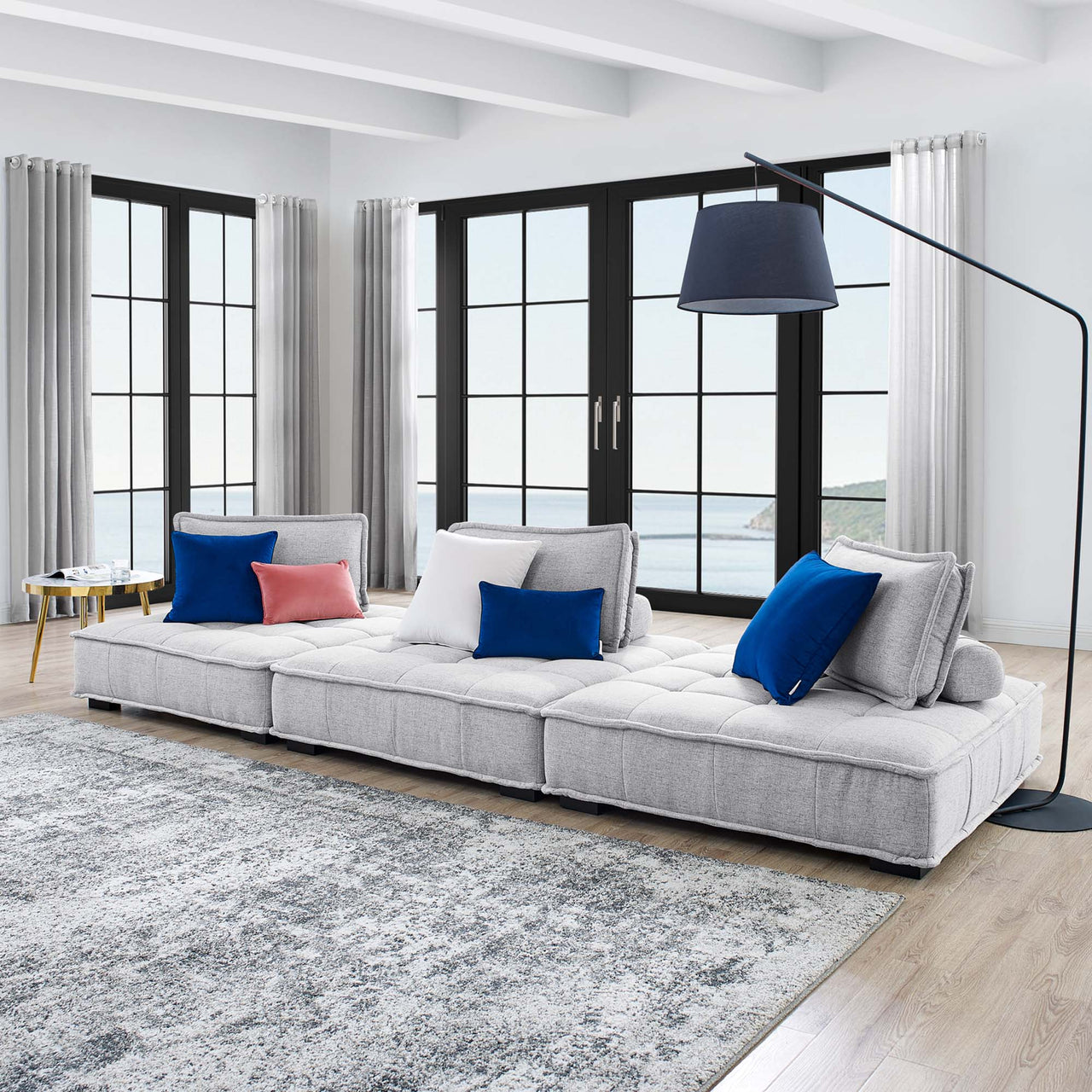 Introvert Fabric Modular Sofa Sectional, Light Gray