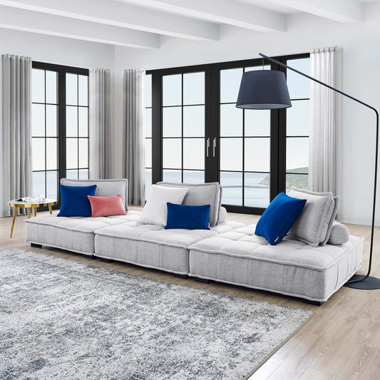 Introvert Fabric Modular Sofa Sectional, Light Gray