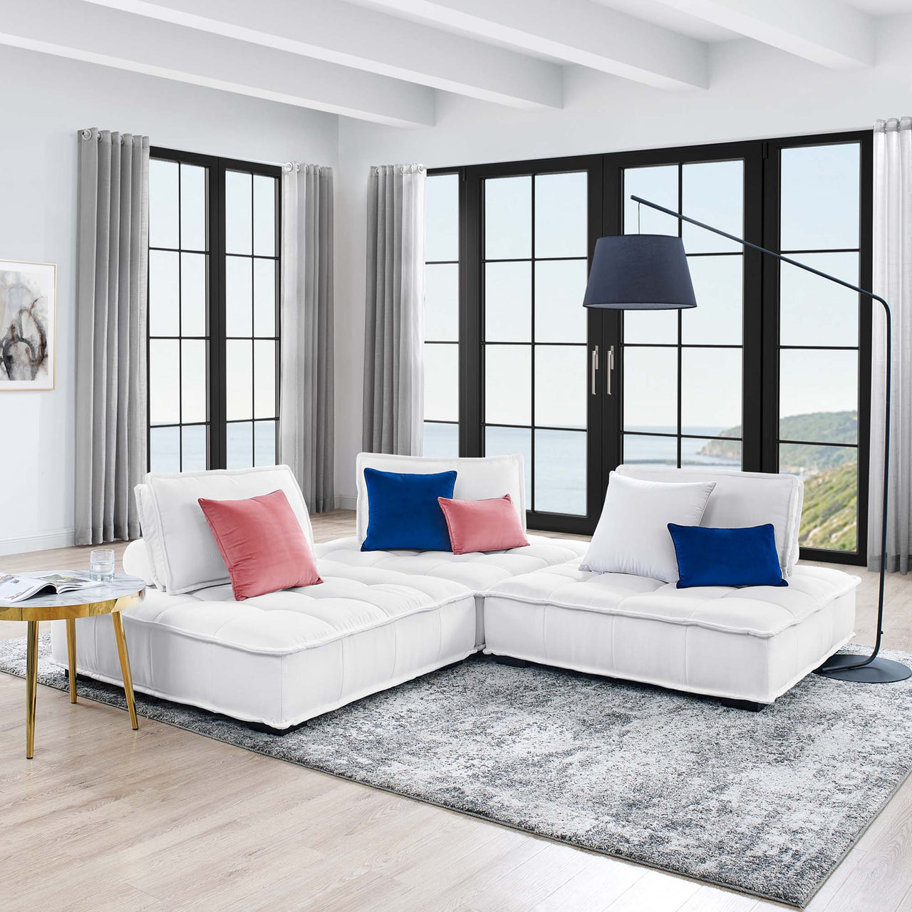 Introvert Fabric Modular Sofa Sectional, White