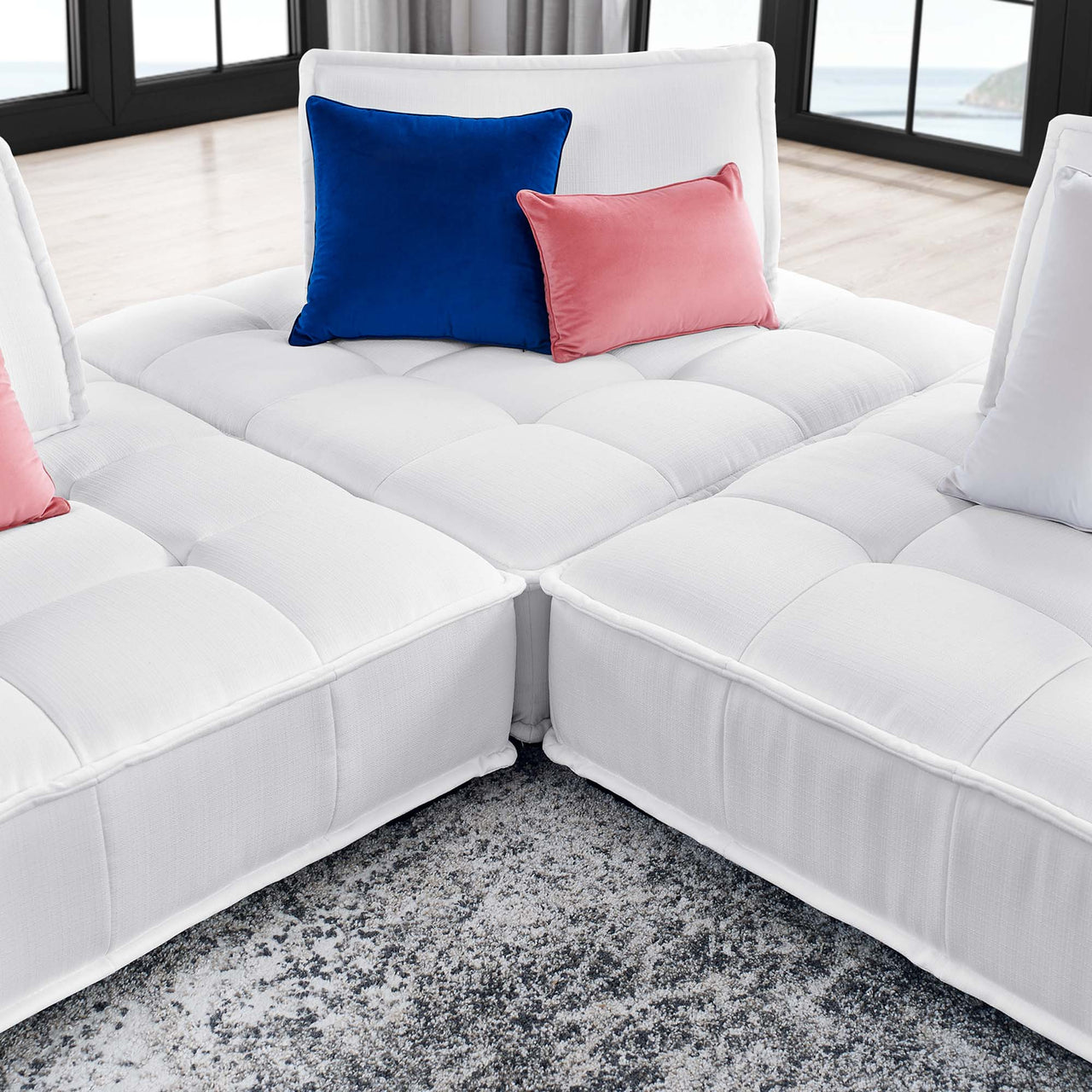 Introvert Fabric Modular Sofa Sectional, White
