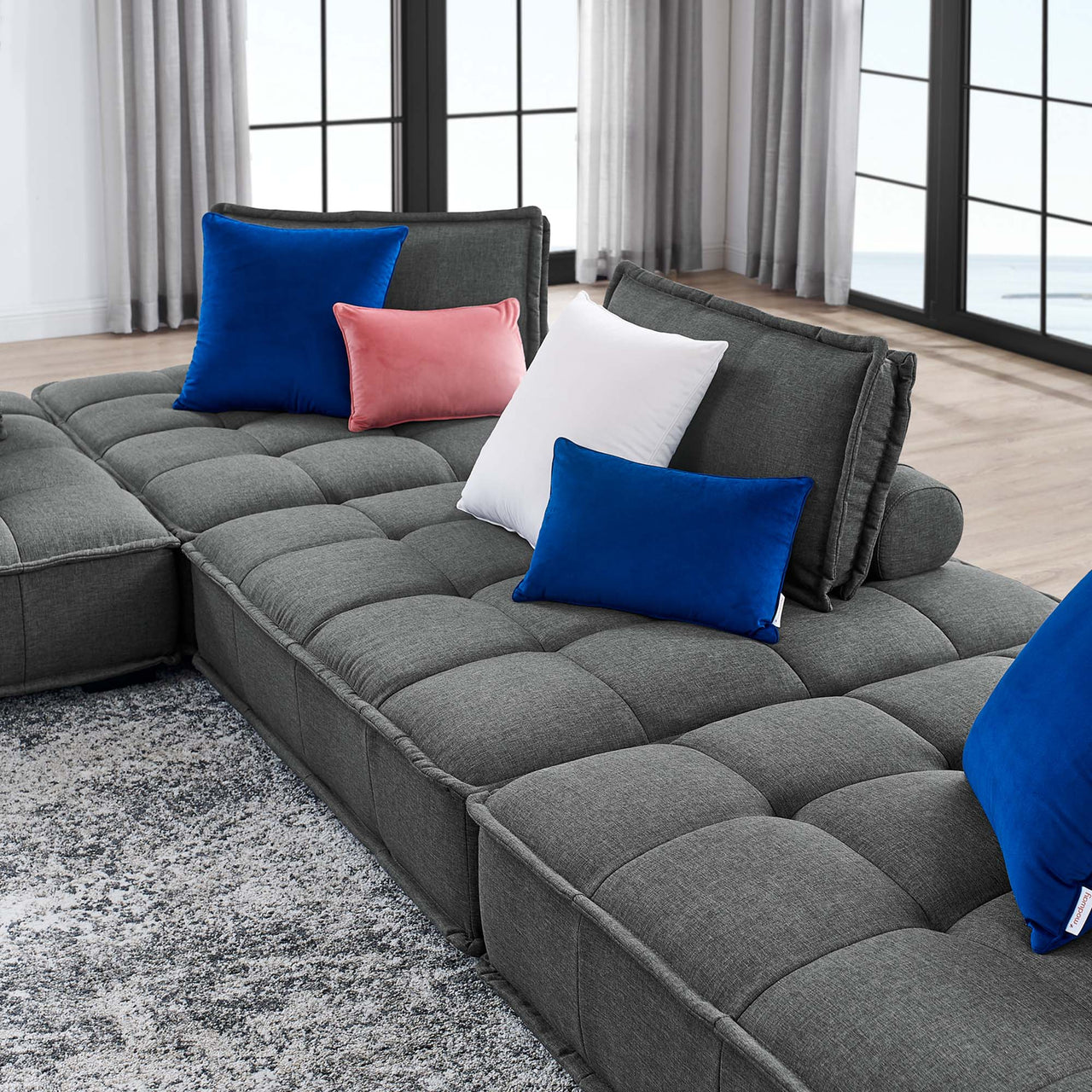Introvert Fabric L-Shaped Modular Sectional, Gray