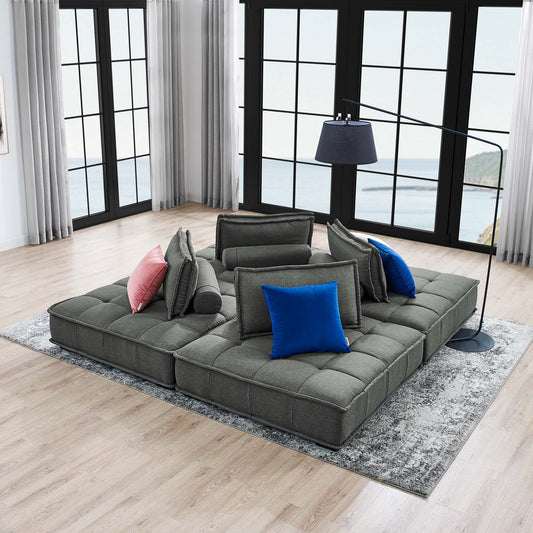 Introvert Fabric L-Shaped Modular Sectional, Gray