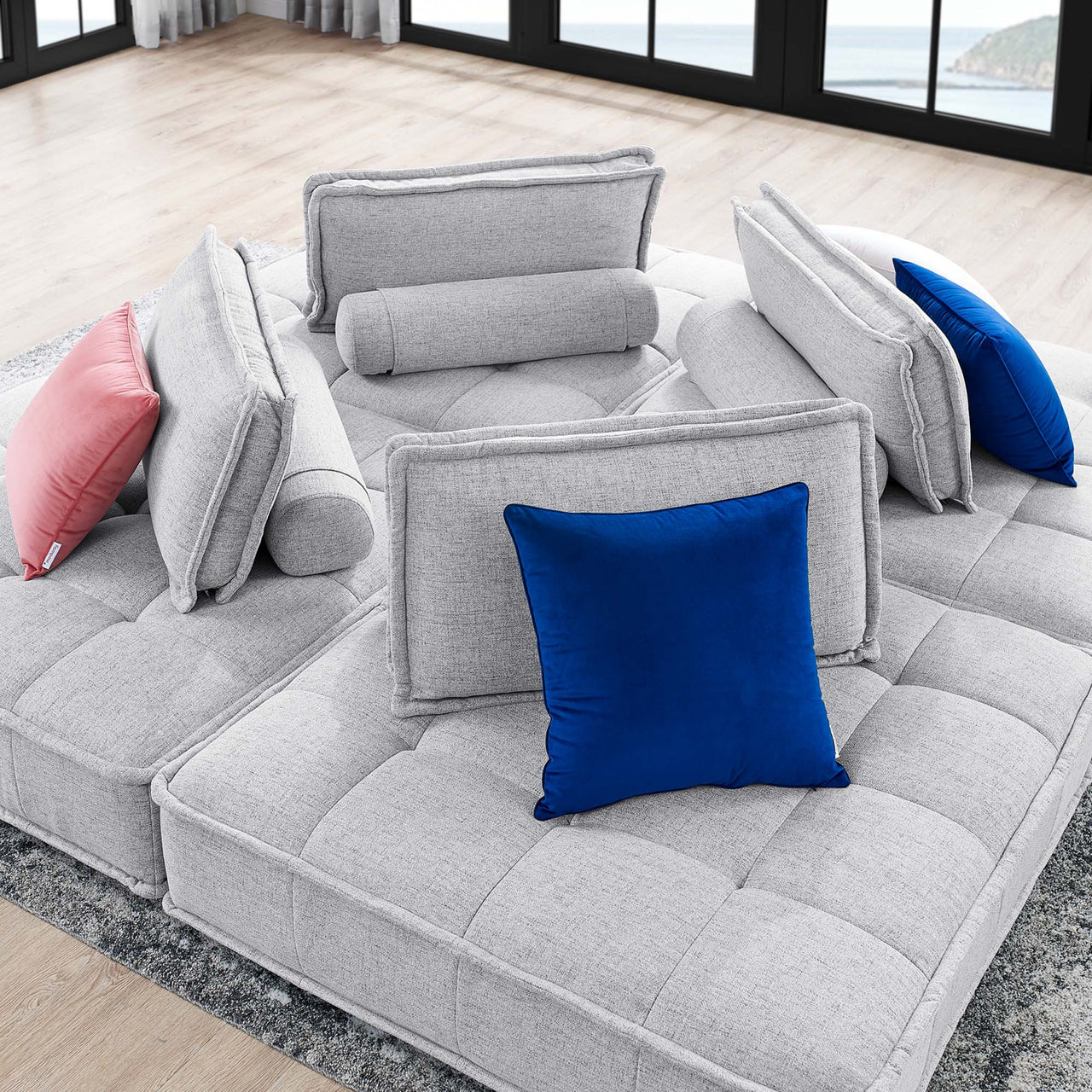 Introvert Fabric L-Shaped Modular Sectional, Light Gray