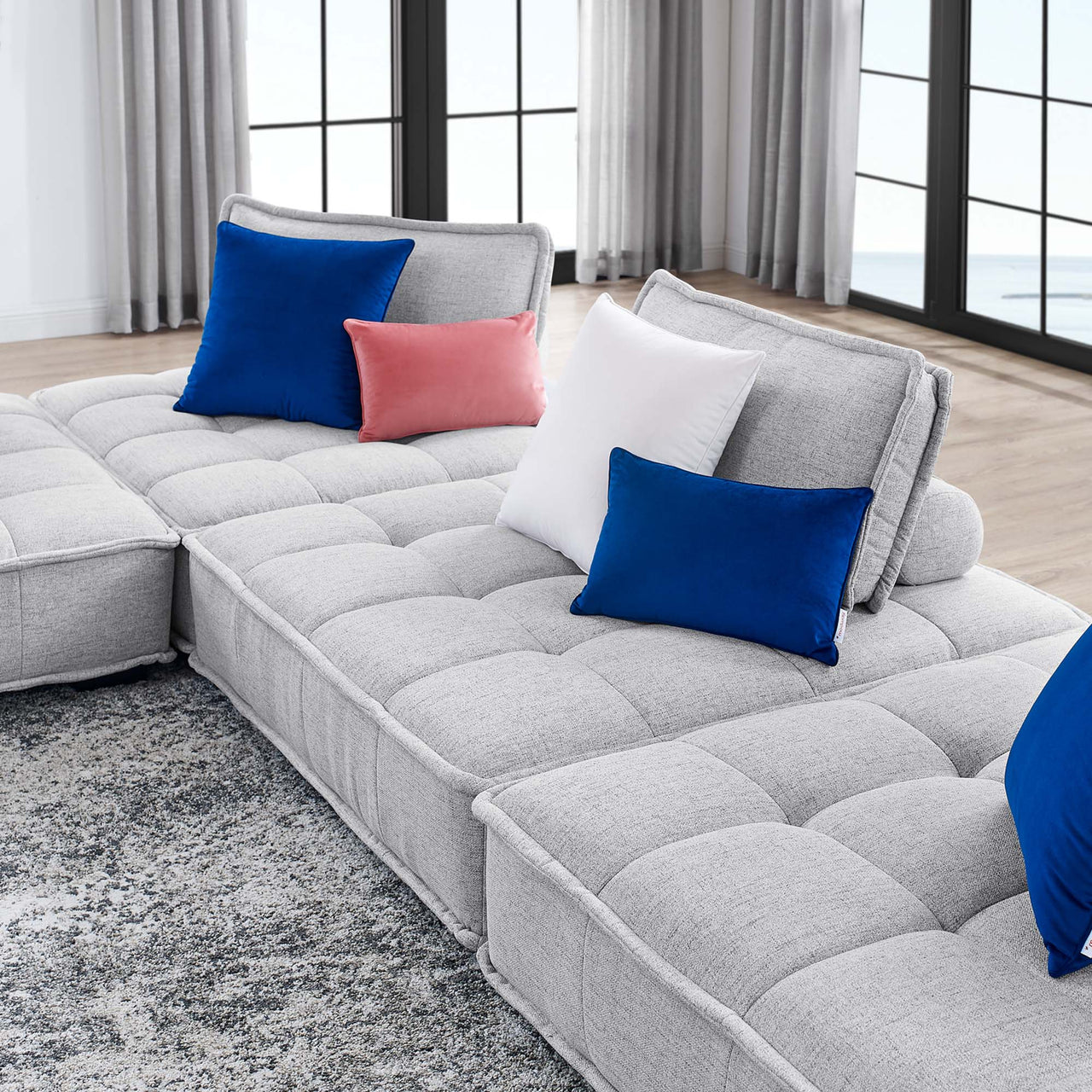 Introvert Fabric L-Shaped Modular Sectional, Light Gray