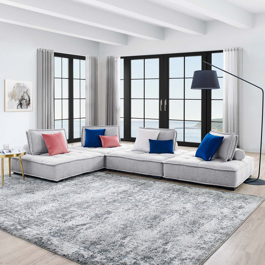 Introvert Fabric L-Shaped Modular Sectional, Light Gray