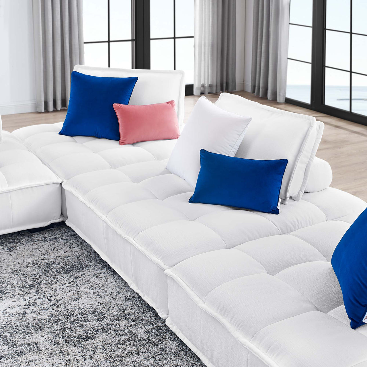 Introvert Fabric L-Shaped Modular Sectional, White