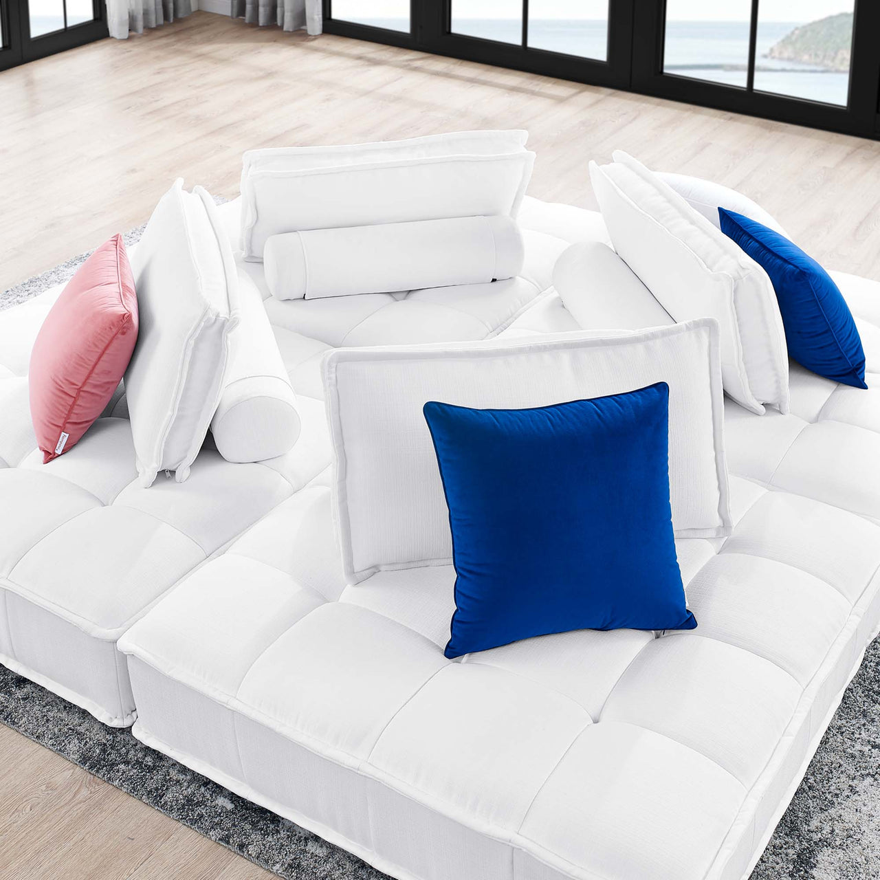 Introvert Fabric L-Shaped Modular Sectional, White