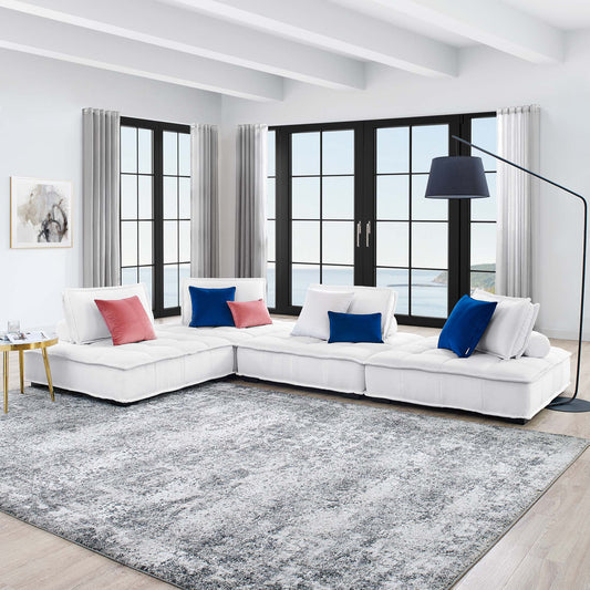 Introvert Fabric L-Shaped Modular Sectional, White