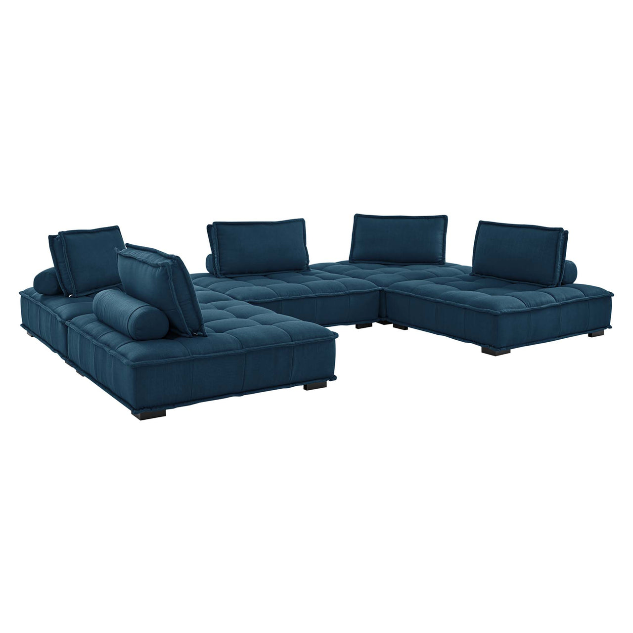 Introvert Fabric U-Shaped Modular Sectional, Azure