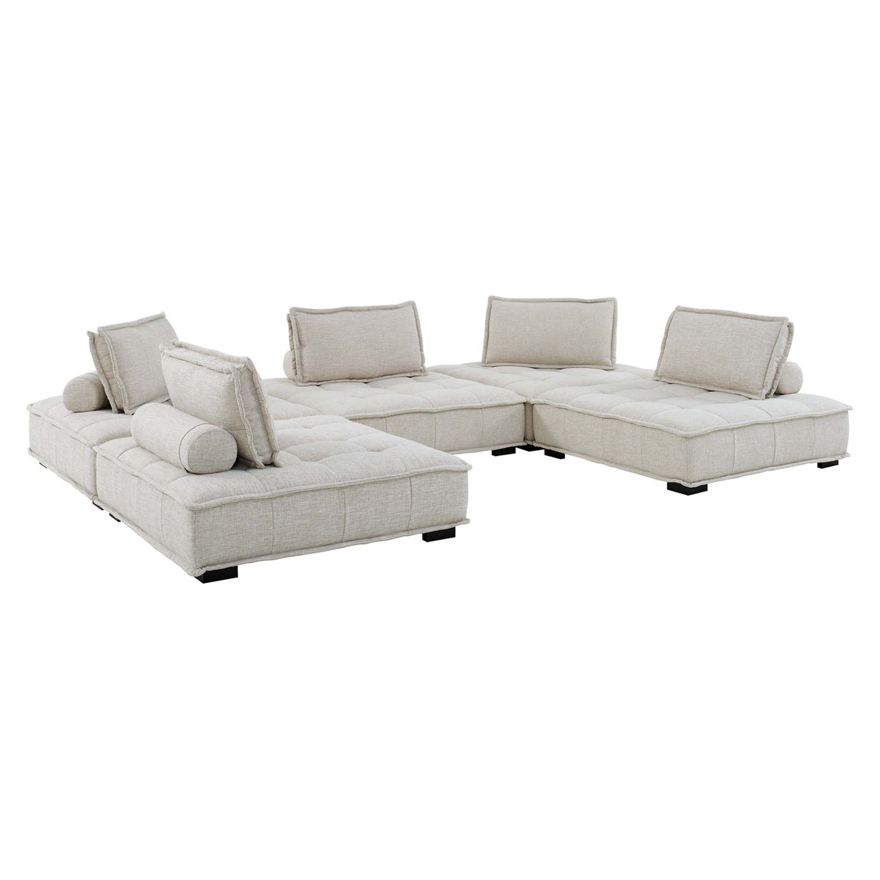 Introvert Fabric U-Shaped Modular Sectional, Beige