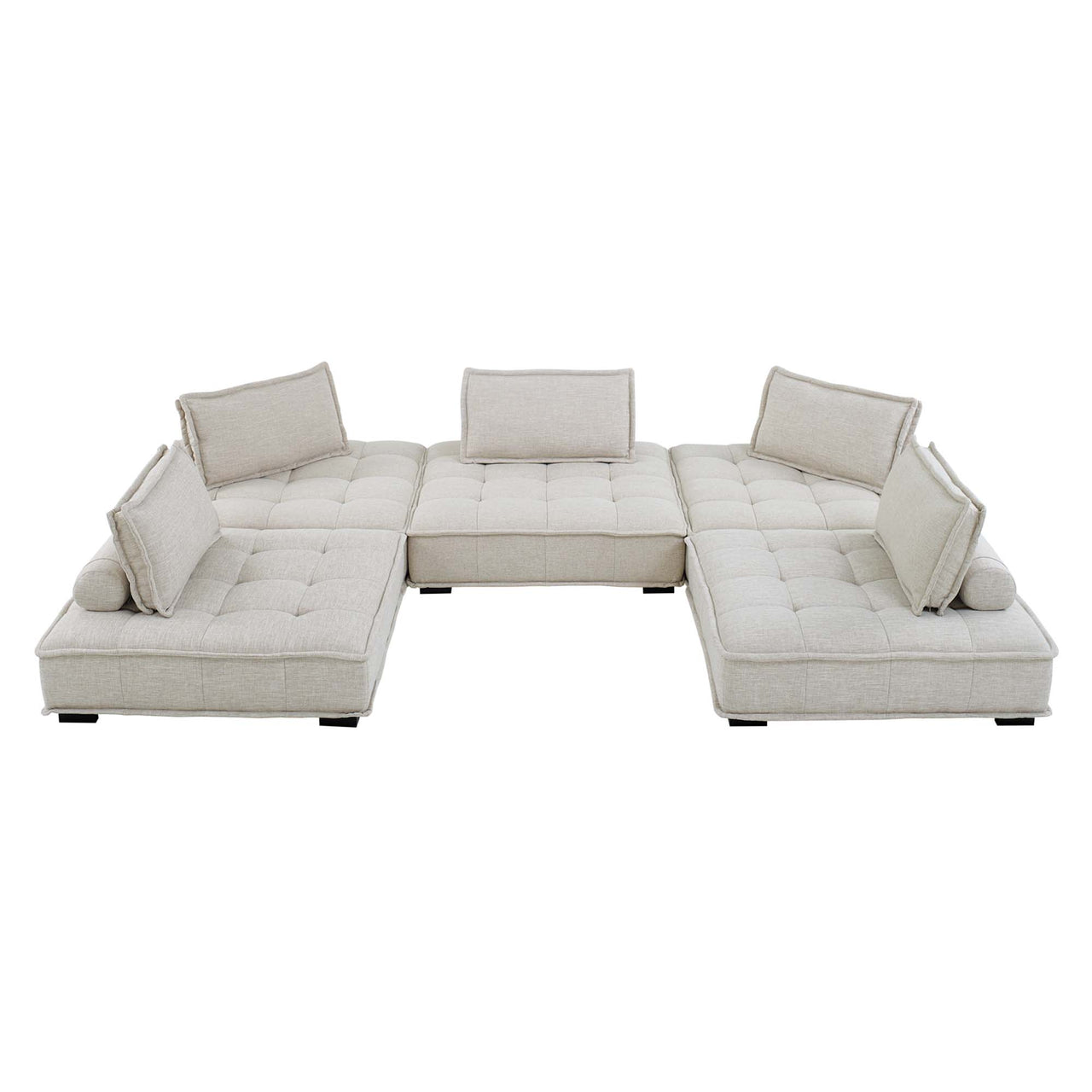 Introvert Fabric U-Shaped Modular Sectional, Beige