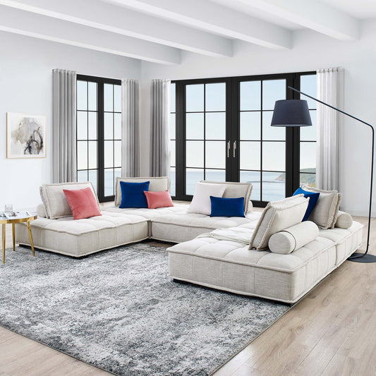 Introvert Fabric U-Shaped Modular Sectional, Beige