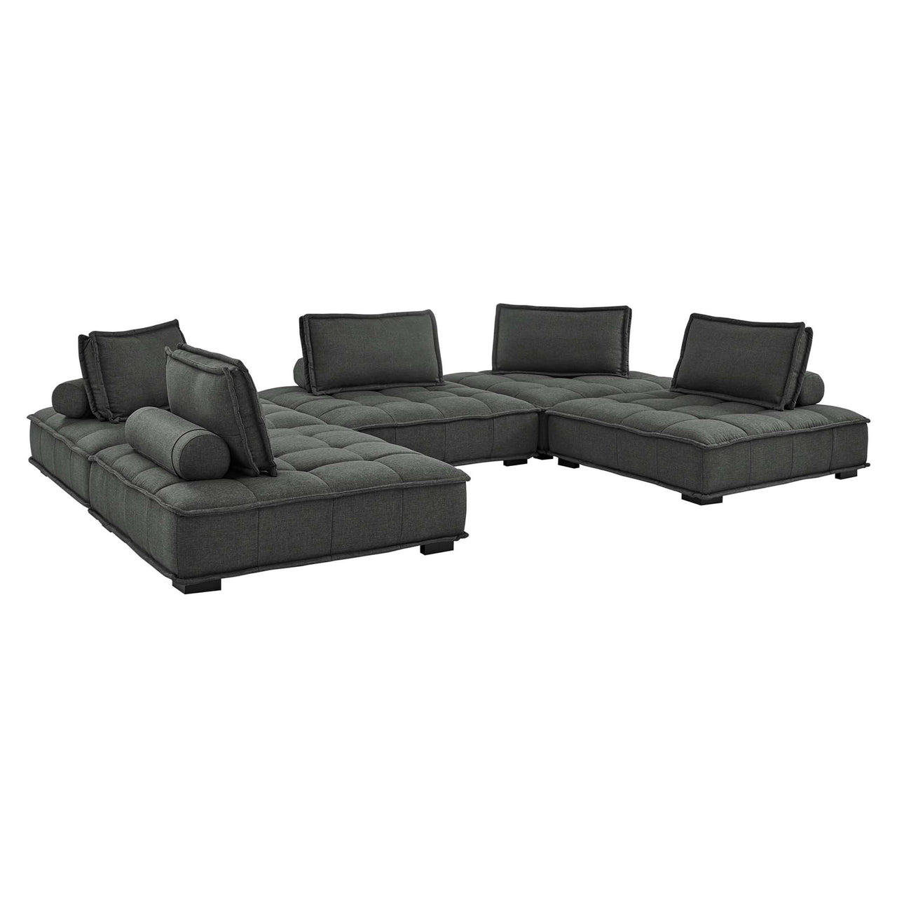 Introvert Fabric U-Shaped Modular Sectional, Gray