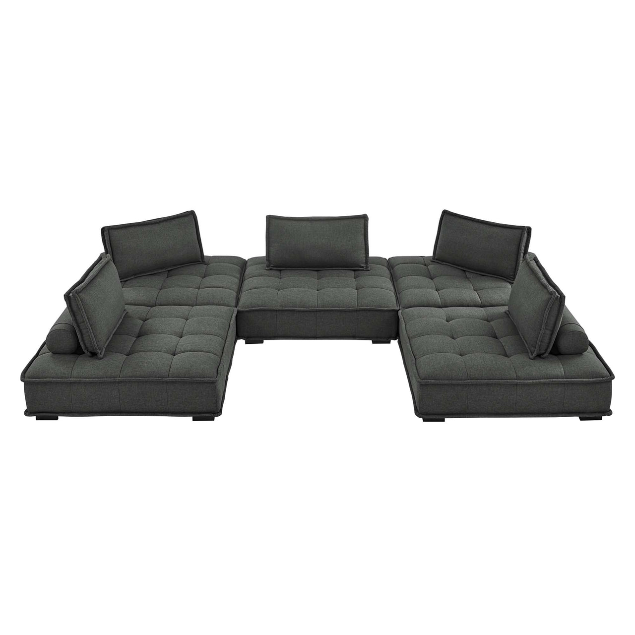 Introvert Fabric U-Shaped Modular Sectional, Gray