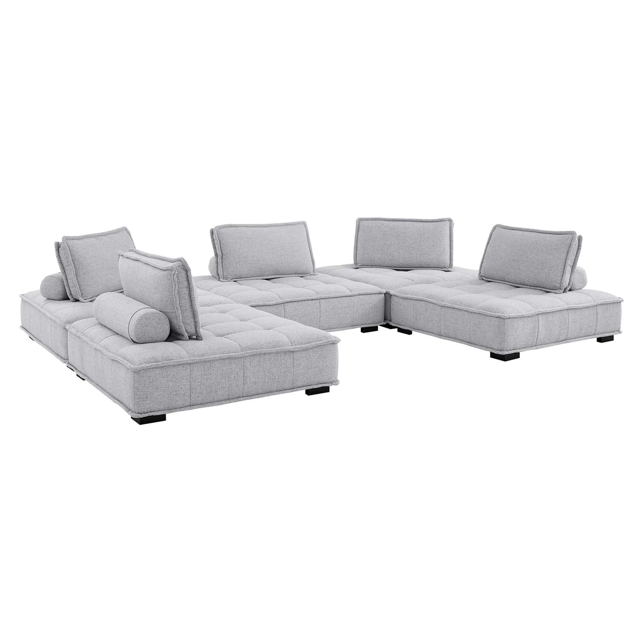 Introvert Fabric U-Shaped Modular Sectional, Light Gray