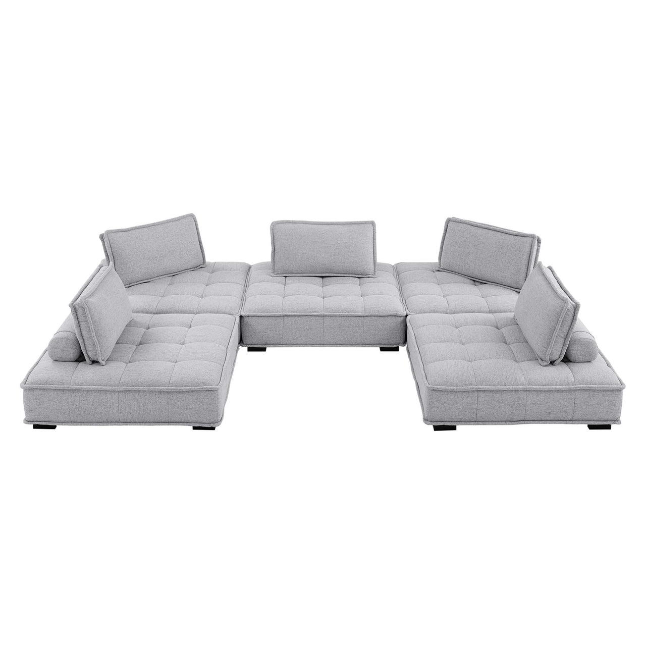 Introvert Fabric U-Shaped Modular Sectional, Light Gray