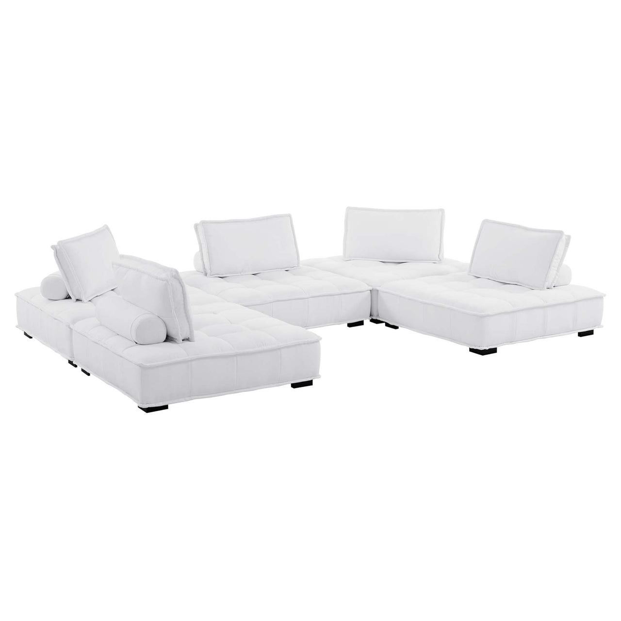 Introvert Fabric U-Shaped Modular Sectional, White
