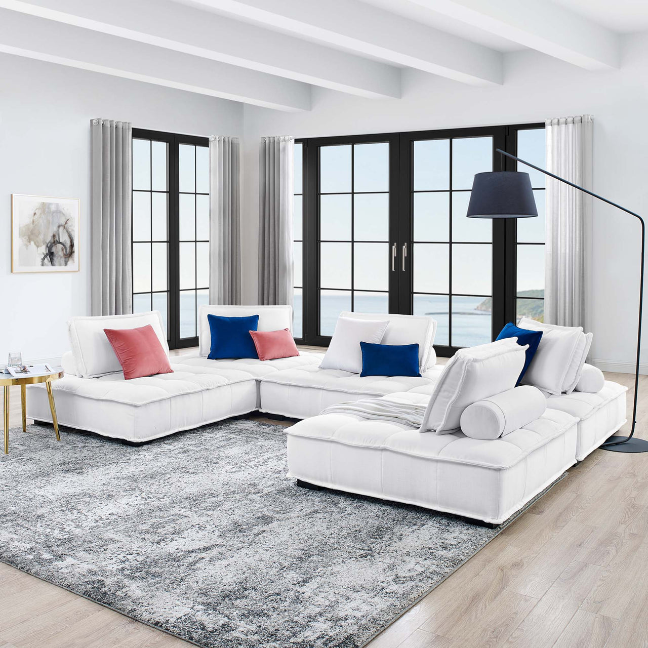 Introvert Fabric U-Shaped Modular Sectional, White