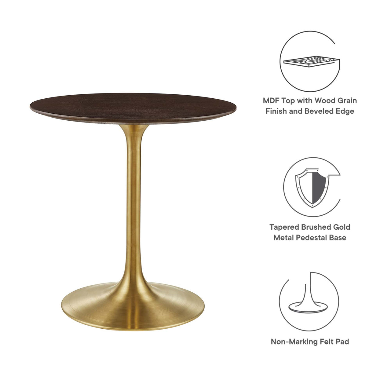Ensemble Round Dining Table, Extra Small, Gold & Cherry Walnut