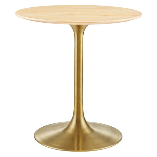 Ensemble Round Dining Table, Extra Small, Gold & Natural Wood