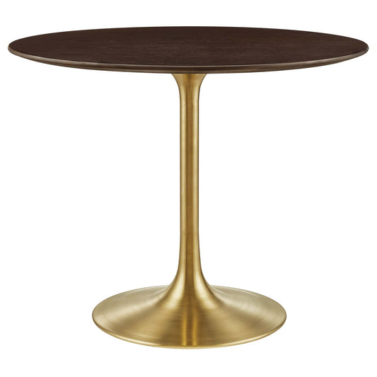Ensemble Round Dining Table, Small, Gold & Cherry Walnut