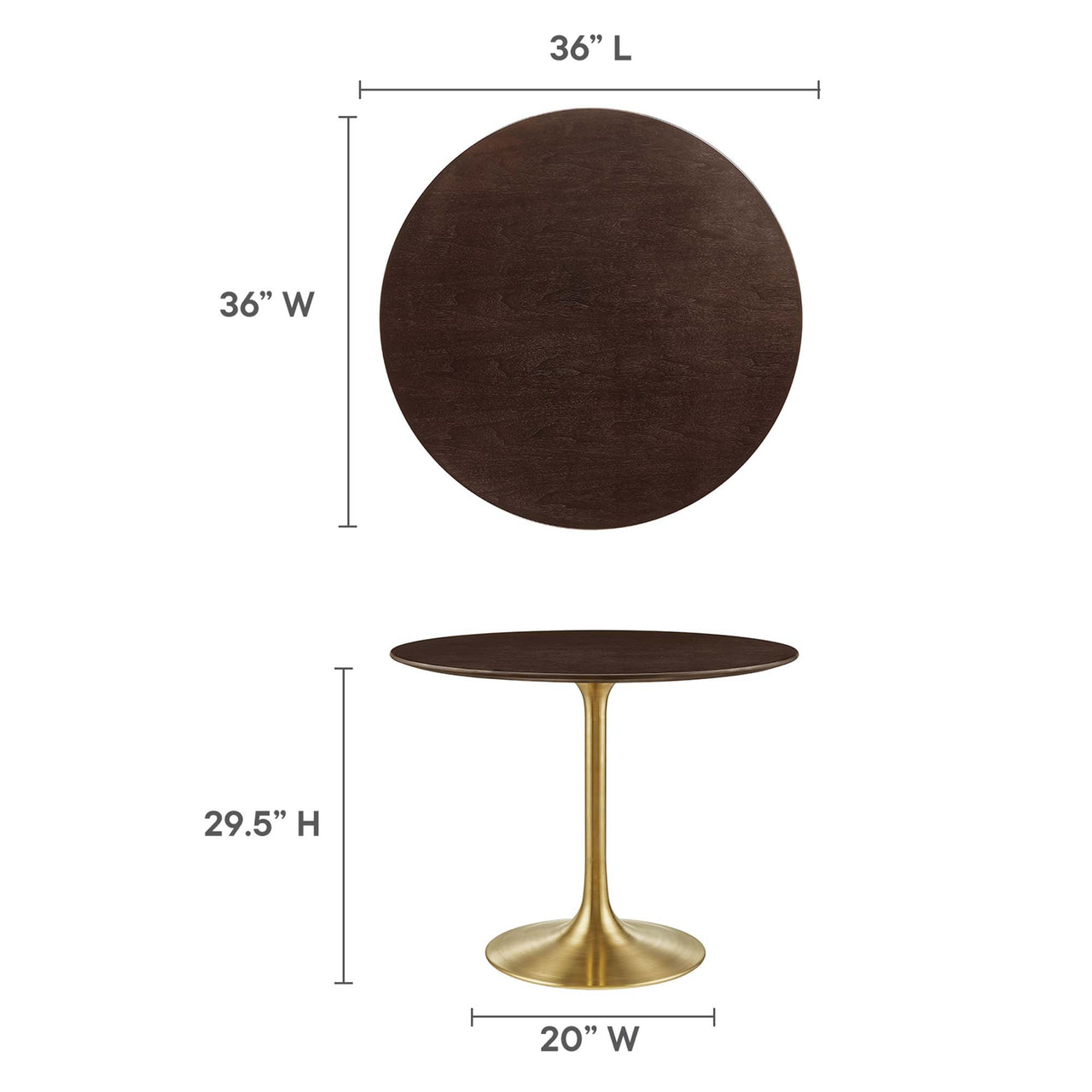 Ensemble Round Dining Table, Small, Gold & Cherry Walnut