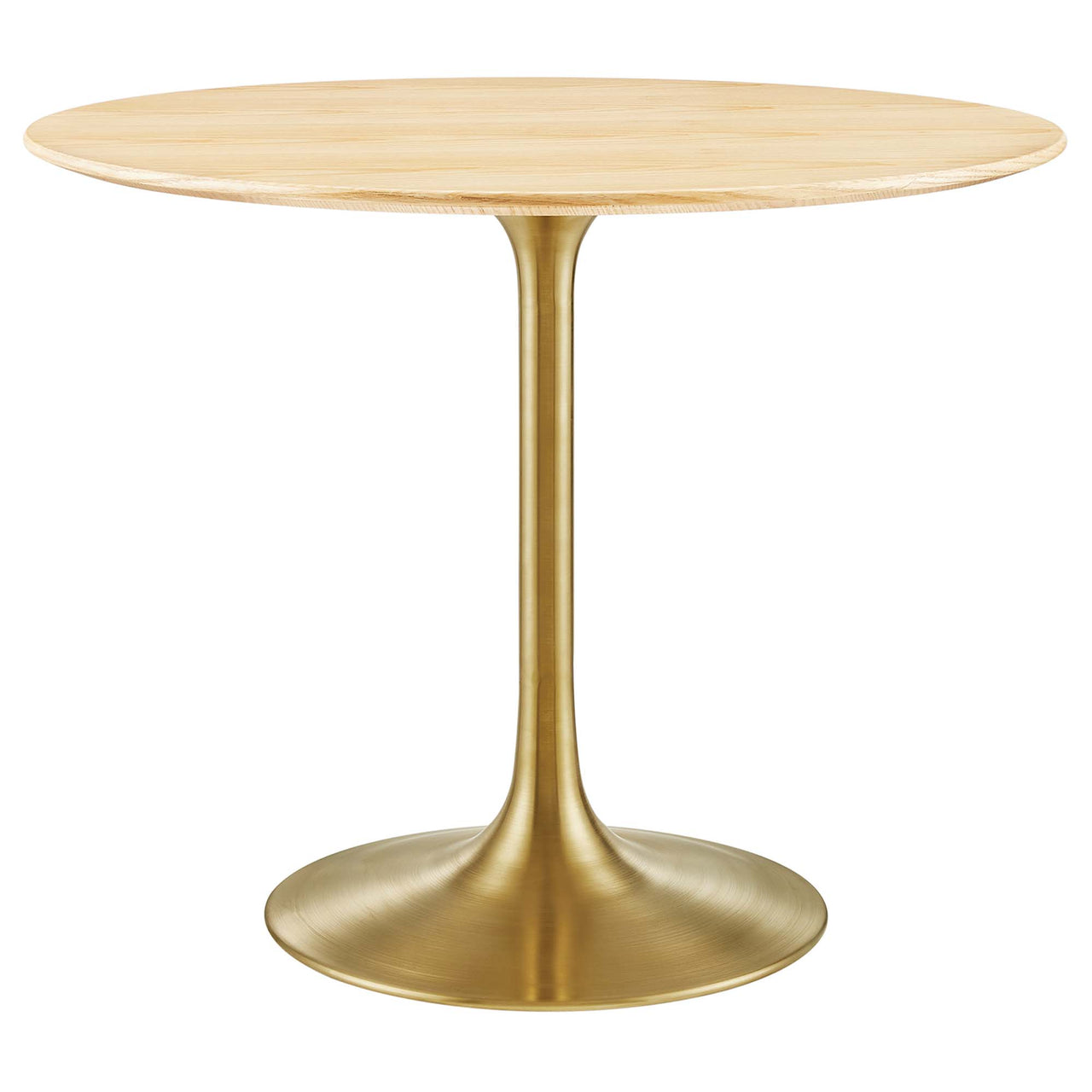 Ensemble Round Dining Table, Small, Gold & Natural Wood