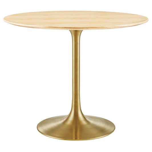Ensemble Round Dining Table, Small, Gold & Natural Wood