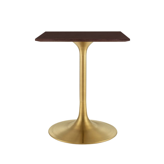 Ensemble Square Dining Table, Extra Small, Gold & Cherry Walnut