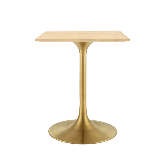 Ensemble Square Dining Table, Extra Small, Gold & Natural Wood