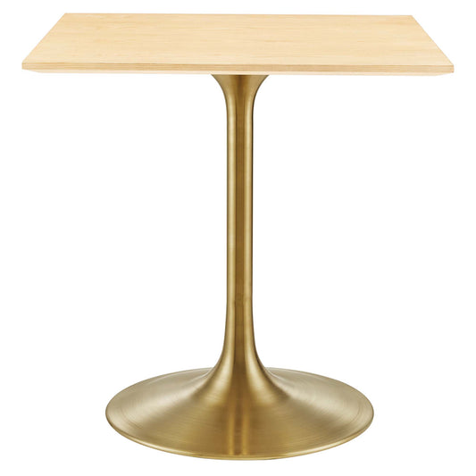 Ensemble Square Dining Table, Small, Gold & Natural Wood