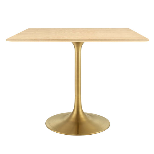 Ensemble Square Dining Table, Medium, Gold & Natural Wood