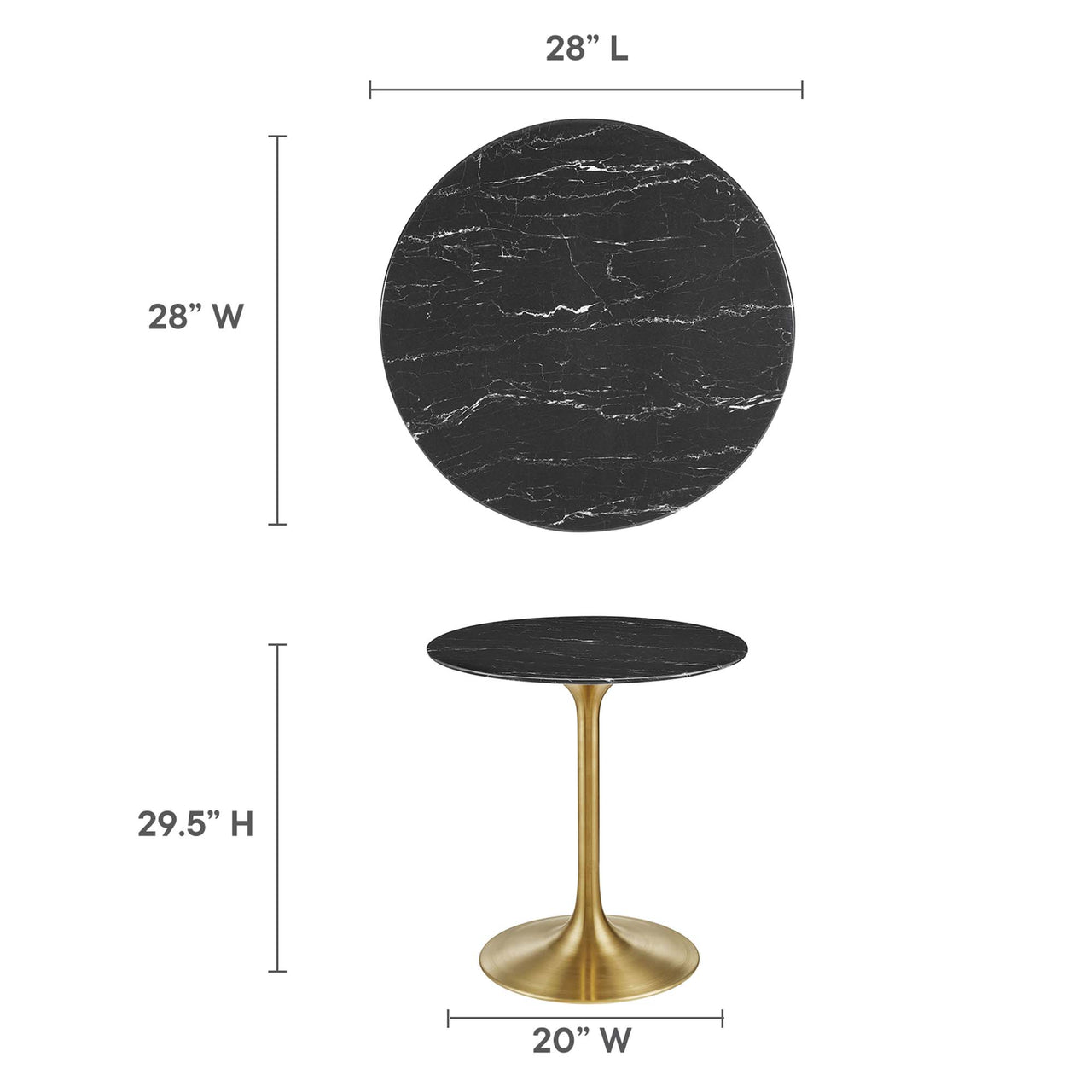 Ensemble Round Faux Marble Dining Table, Extra Small, Gold & Black