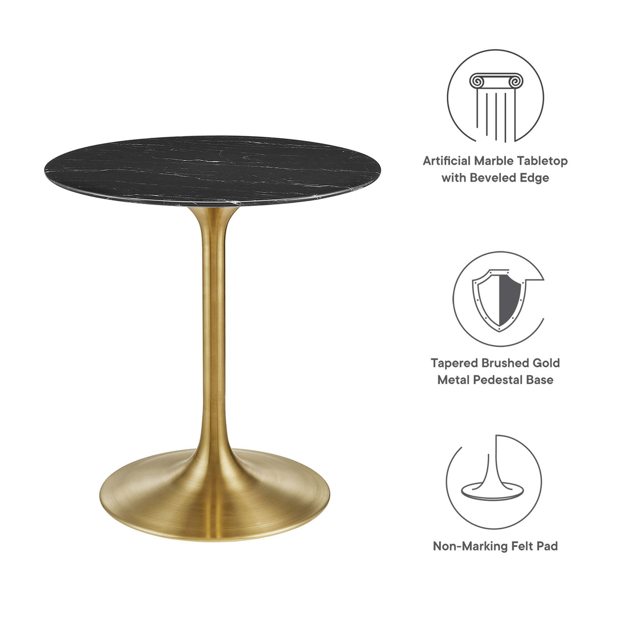 Ensemble Round Faux Marble Dining Table, Extra Small, Gold & Black