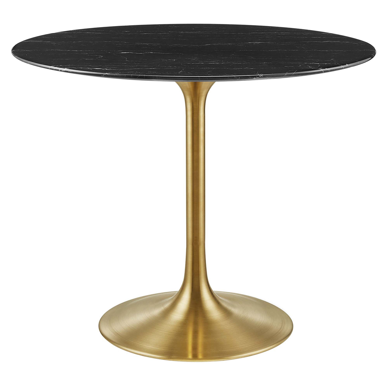 Ensemble Round Faux Marble Dining Table, Small, Gold & Black
