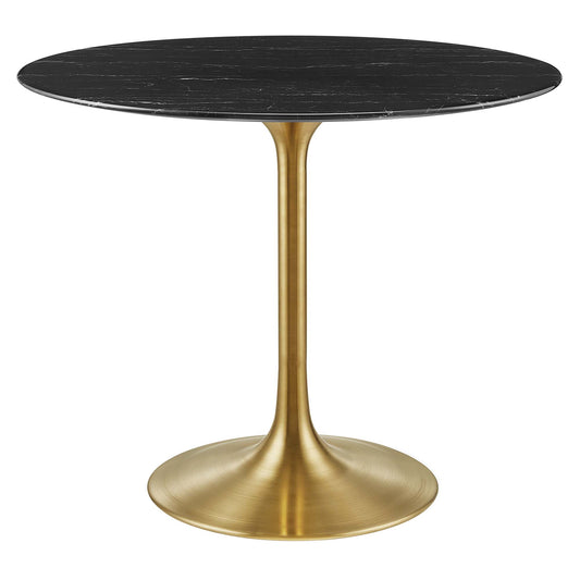 Ensemble Round Faux Marble Dining Table, Small, Gold & Black