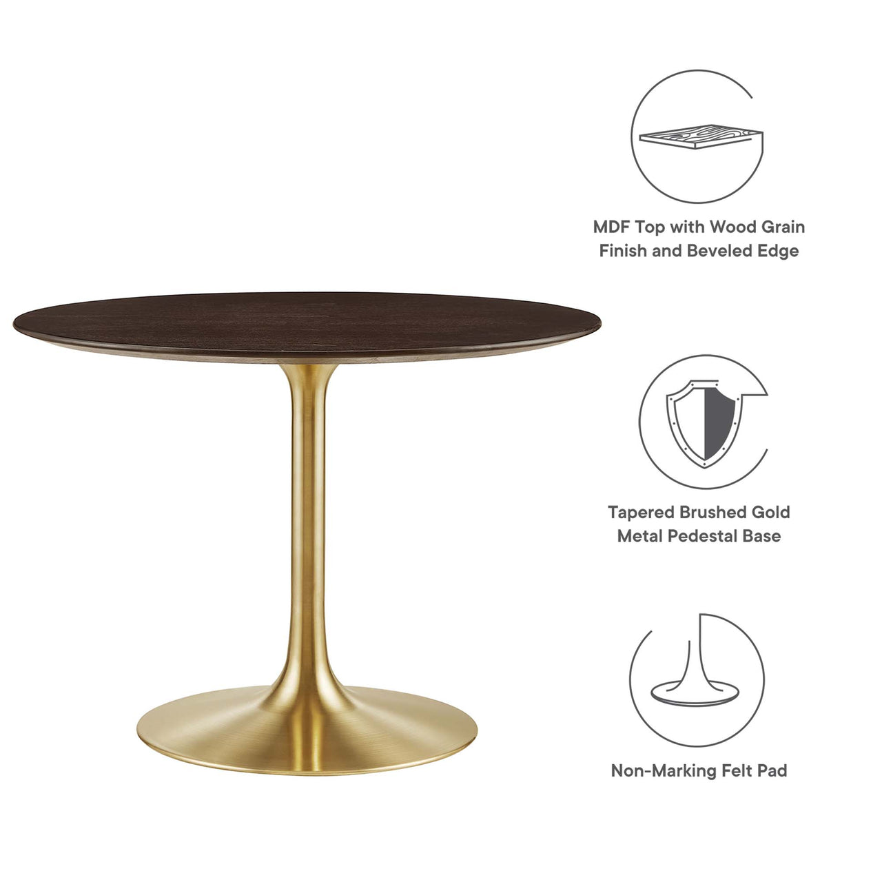 Ensemble Round Dining Table, Medium, Gold & Cherry Walnut