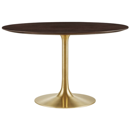 Ensemble Round Dining Table, Large, Gold & Cherry Walnut
