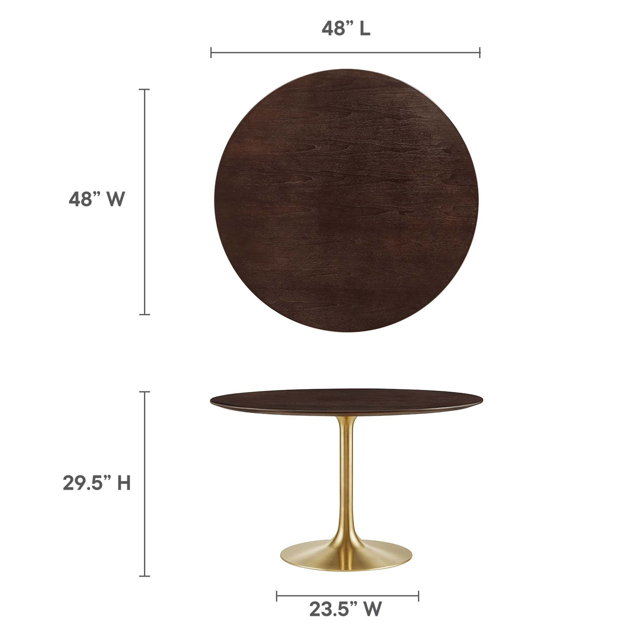 Ensemble Round Dining Table, Large, Gold & Cherry Walnut