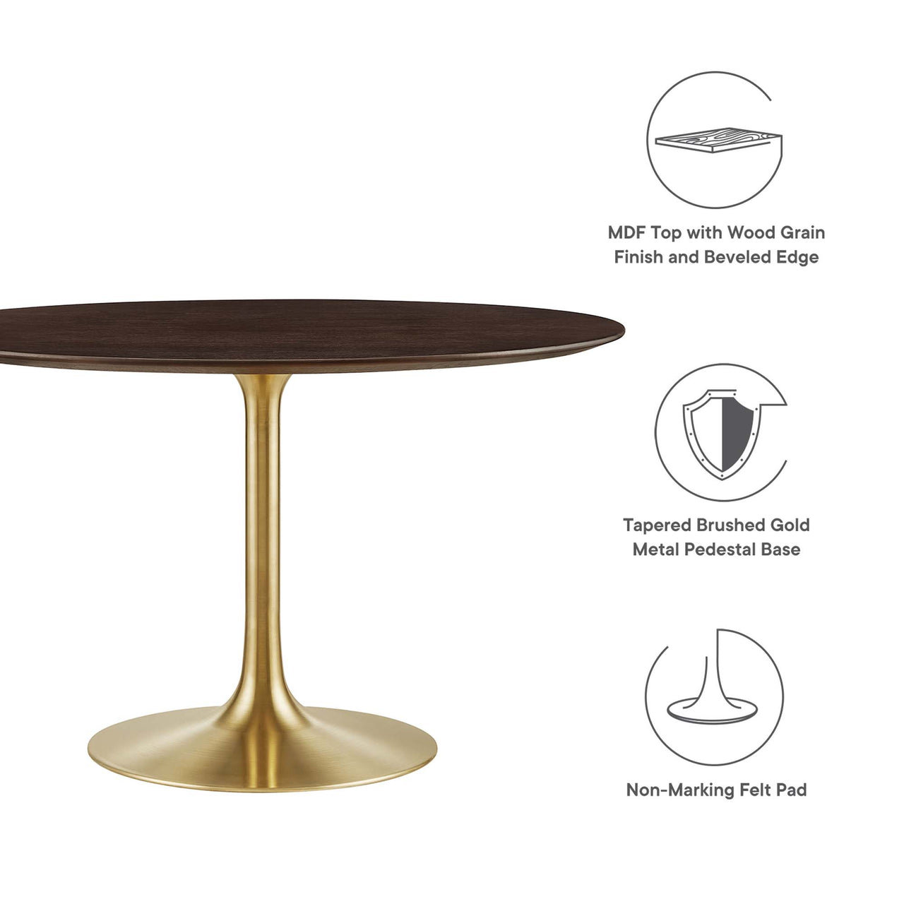 Ensemble Round Dining Table, Large, Gold & Cherry Walnut