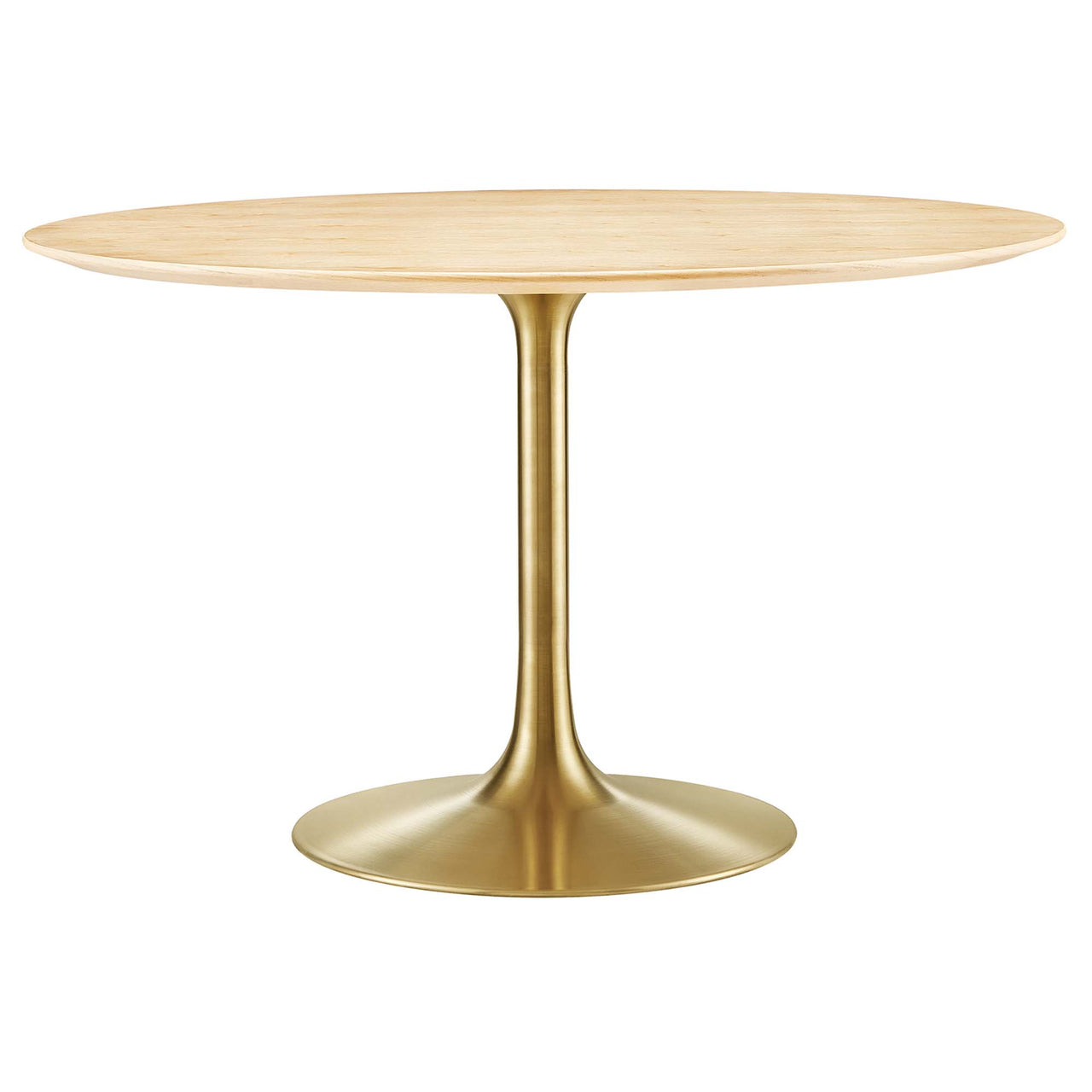 Ensemble Round Dining Table, Large, Gold & Natural Wood