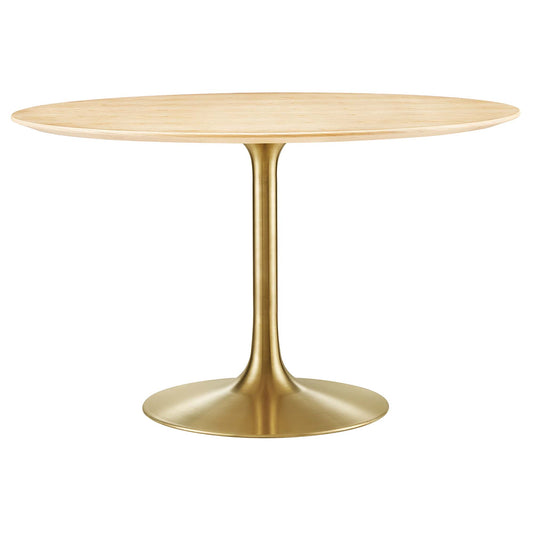 Ensemble Round Dining Table, Large, Gold & Natural Wood