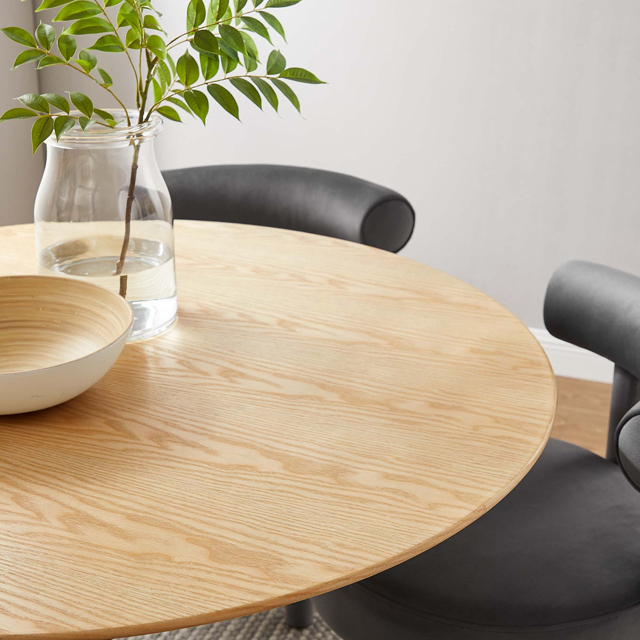 Ensemble Round Dining Table, Large, Gold & Natural Wood